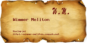 Wimmer Meliton névjegykártya